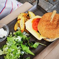 Soya burger at Aubergine Cafe in Corfu