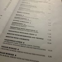 Menue  at Aubergine Cafe in Corfu