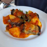 stuffed aubergine at Aubergine Cafe in Corfu