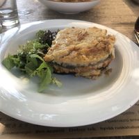 Mussakas   at Aubergine Cafe in Corfu