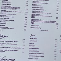 Menu part I at Aubergine Cafe in Corfu