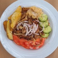 Vegan gyros with hummis at Aubergine Cafe in Corfu