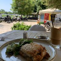 Vegan moussaka (best moussaka I had in Greece)  at Aubergine Cafe in Corfu