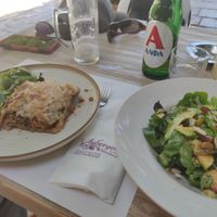Musaka + salad at Aubergine Cafe in Corfu