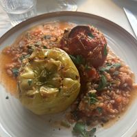 Stuffed peppers  at Aubergine Cafe in Corfu