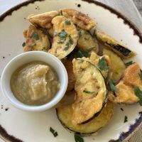 fried aubergine chips  at Aubergine Cafe in Corfu