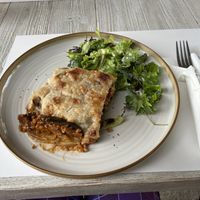 Vegan moussaka  at Aubergine Cafe in Corfu