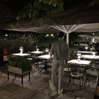 Lovely outside terrace at Aubergine Cafe in Corfu