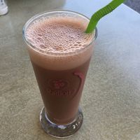 Cold chocolate with almond milk  at Aubergine Cafe in Corfu