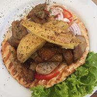 Vegan gyro at Aubergine Cafe in Corfu