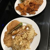 To go order: Western Double Meta Patty, Chicken Tender Basket, Sweet Potato Fries, Soft Pretzel Sticks at Meta Burger in Denver