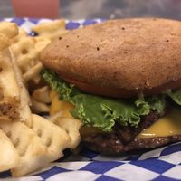 Classic burger with bkn at Meta Burger in Denver