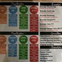 menu at Babby's Kitchen in Utrecht