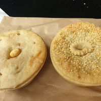 Smoked tofu pie and potato and spinach pie at Himalaya Bakery and Cafe in Daylesford