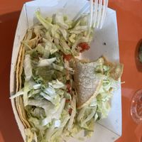 Two soyrizo tacos with pico quac and lettuce. After a couple bikes… nearly forgot to take the shot  at Las Olas in Wells