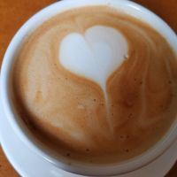 Cappuccino with oat milk. at Green Onion Cafe in Limerick