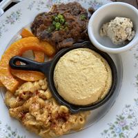 Southern Plate. Best Mac n cheese.  at Fog Eater Cafe in Mendocino