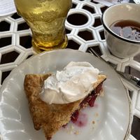 Apple/blackberry pie with coco whip. at Fog Eater Cafe in Mendocino
