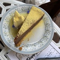 The most amazing chocolate cheesecake with coco whip. at Fog Eater Cafe in Mendocino