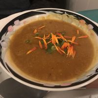 Curried pumpkin soup at Fog Eater Cafe in Mendocino