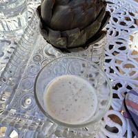 Terrific and plain steamed artichoke.  It needed nothing !  at Fog Eater Cafe in Mendocino