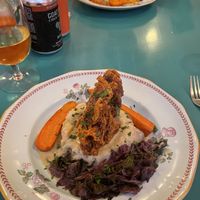 Fried oyster mushroom  at Fog Eater Cafe in Mendocino