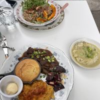 Southern plate and risotto   at Fog Eater Cafe in Mendocino