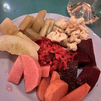 Pickle plate  at Fog Eater Cafe in Mendocino