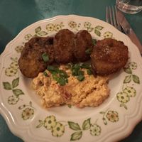 Fried green tomatoes DELISH  at Fog Eater Cafe in Mendocino