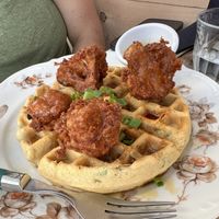 Cauliflower waffle  at Fog Eater Cafe in Mendocino
