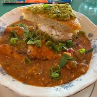 Tempeh & Grits (vegan) at Fog Eater Cafe in Mendocino