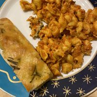 Vegan foccacia and vegan bolognese  at Pasta Factory in Galway