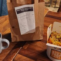 Takeaway spicy arrabbiata sauce with rigatoni at Pasta Factory in Galway