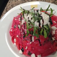 Vegan beetroot pesto pasta at Pasta Factory in Galway