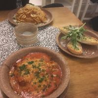 Vegan lasagne and bollognaise with garlic bread ❤️ at Pasta Factory in Galway