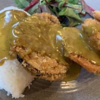 Vegan plate (rice, eggplant, sweet potato, pumpkin & arugula) at Wagamama in Milan