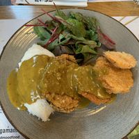 Vegan plate (rice, eggplant, sweet potato, pumpkin & arugula) at Wagamama in Milan
