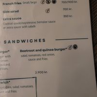 Menu at Systrakaffi in Kirkjubaejarklaustur