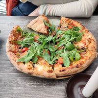 Vegetarian pizza from the menu veganized at Systrakaffi in Kirkjubaejarklaustur