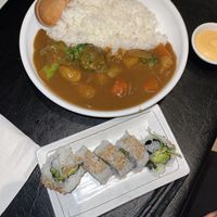 Veggie roll & veggie curry at Just Delicious Japanese Bistro in Summerland