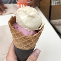 Vanilla and raspberry yogurt. In the background orange ginger and almond at Impronta in Paris