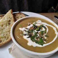 Soup of the day: lentil, cauliflower and coconut at The Warren in Carmarthen