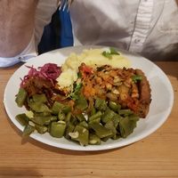 curried sweet potato pie on quiz night at The Warren in Carmarthen