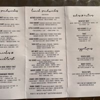 Menu  at Andy Pepper's in Oley