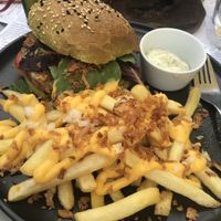 Dutch weed burger and cheesy fries  at Groenendijk Weert in Weert
