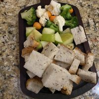 Vegan bread, green apple, veggies at The Melting Pot in White Plains