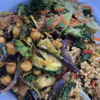 Large Bowl of three Vegan salads  at Piha Cafe in Piha