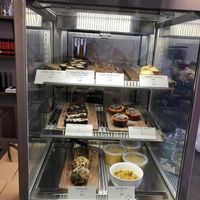 Selection of cabinet food at Catnap Cafe in Christchurch