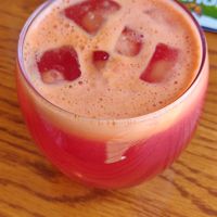 Beetroot, carrot, ginger and apple juice. at Cafe Eighty2 in Drumnadrochit