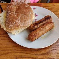 A roll and sausage. at Cafe Eighty2 in Drumnadrochit